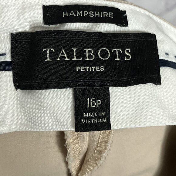 Talbots Petites 16 16P Khaki Hampshire Stretch Crop Ankle Cotton Blend Pants - Picture 3 of 4